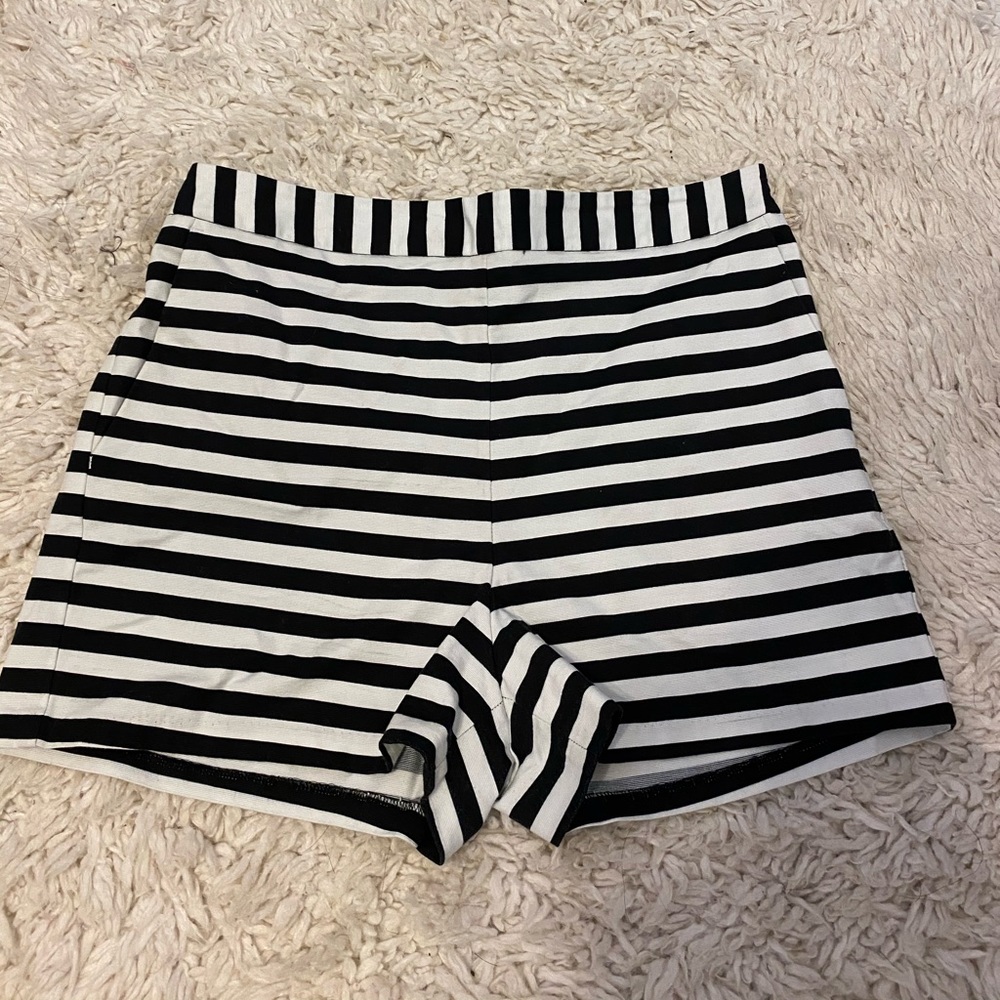 Express Black & White Striped Shorts